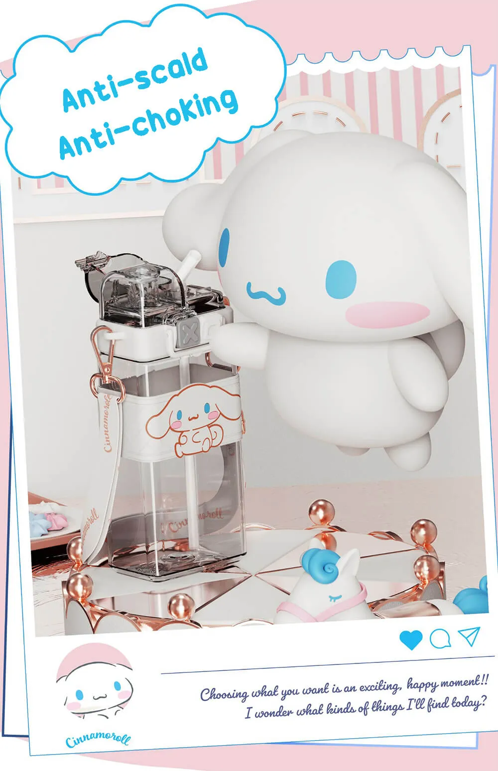 Sanrio Punk Series Tritan Sipper Water Bottle 520ml