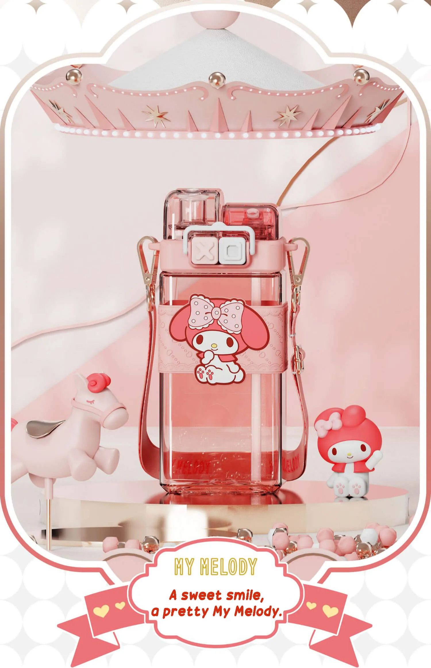 Sanrio Punk Series Tritan Sipper Water Bottle 520ml