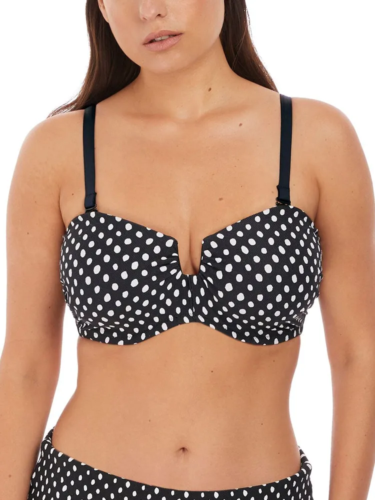 Santa Monica Bandeau Bikini Top - Black/White