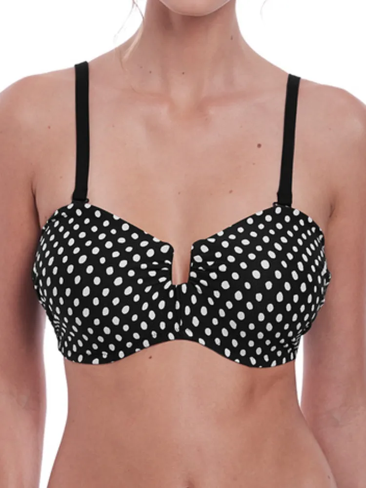 Santa Monica Bandeau Bikini Top - Black/White