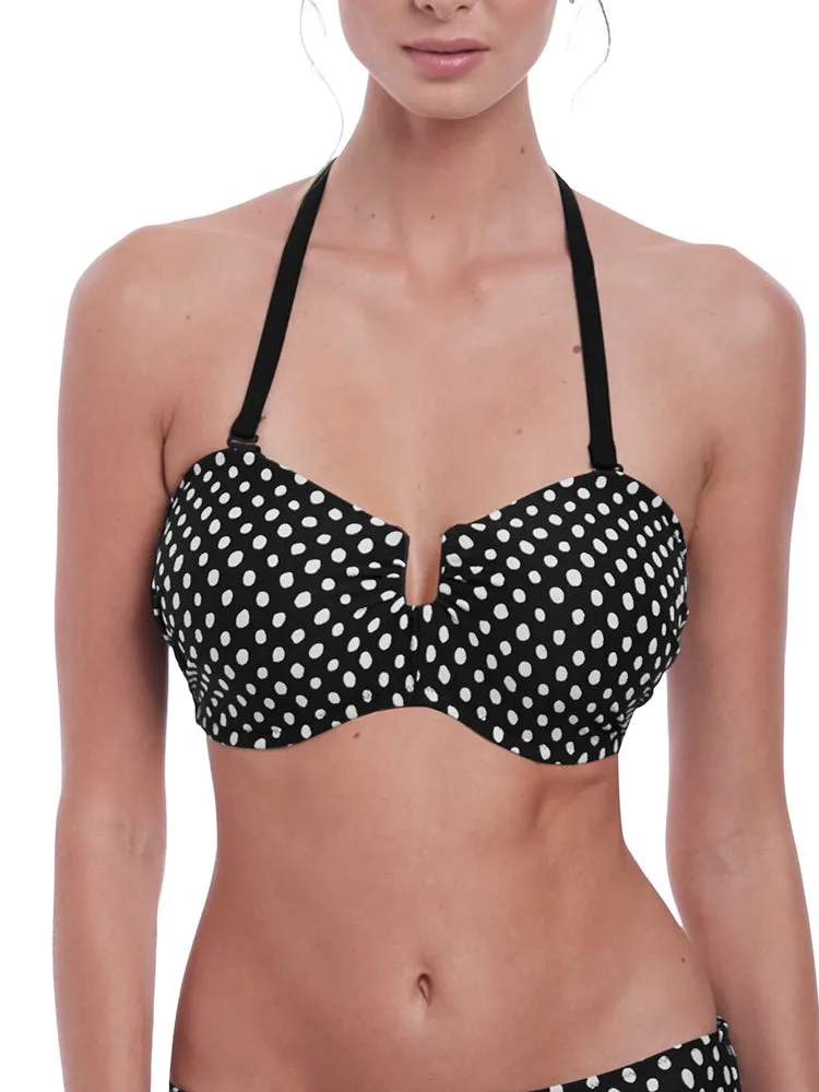 Santa Monica Bandeau Bikini Top - Black/White
