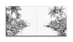Serene Monochrome Tropical Landscape