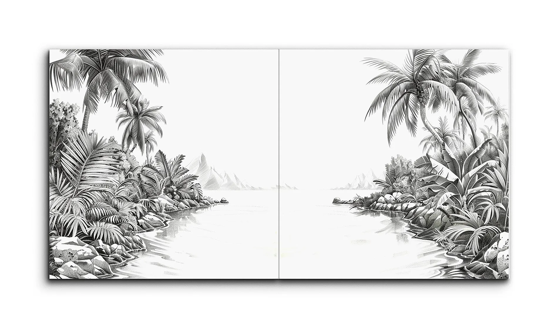 Serene Monochrome Tropical Landscape