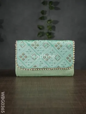 Silky Shimmer Purse with White Pearl Lace - WBG0365