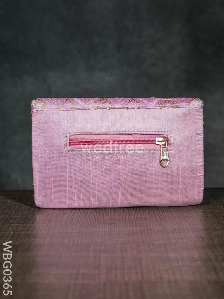 Silky Shimmer Purse with White Pearl Lace - WBG0365