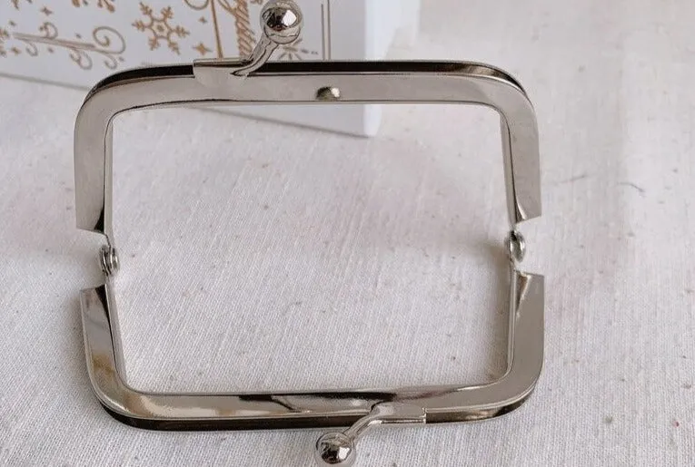 Silver Bag Purse Frame Ladder-shaped Outside Opening Clutch Purse Frame 7.5cm x 4cm