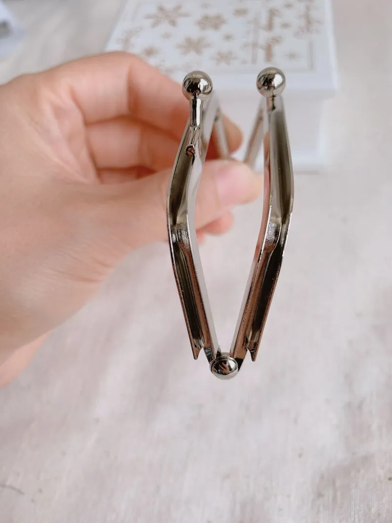 Silver Bag Purse Frame Ladder-shaped Outside Opening Clutch Purse Frame 7.5cm x 4cm