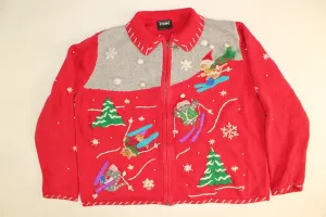 Skiing Cats- Large Christmas Sweater