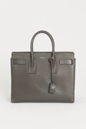 Slate Grey Grained Leather Preowned Small Sac Du Jour Top Handle Bag