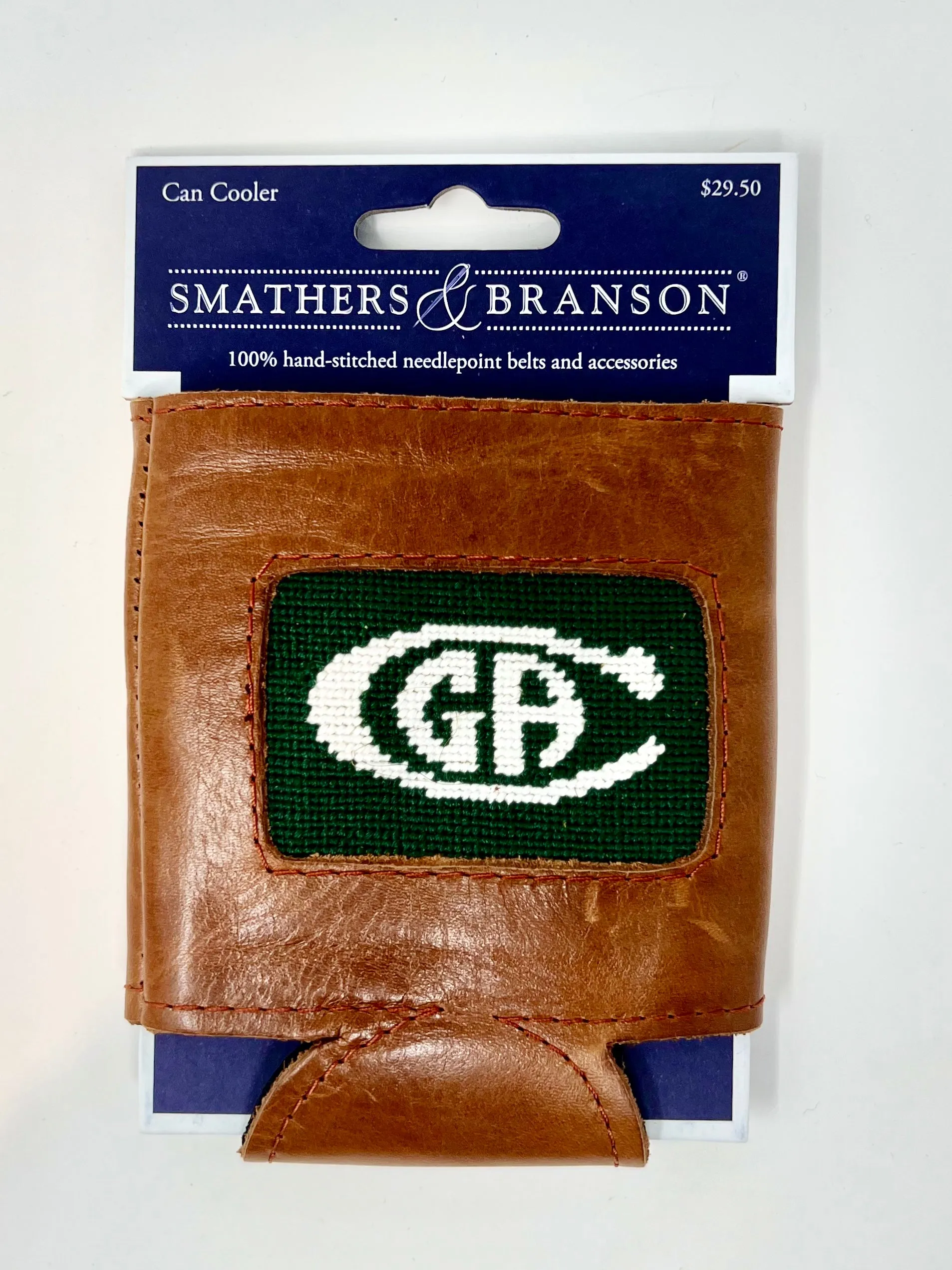 Smathers & Branson Leather Needlepoint CGA Can Cooler