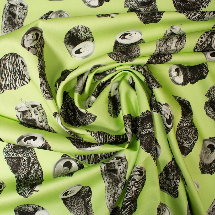 'Soda Can's Printed Green Cotton (A 2.25m Piece)