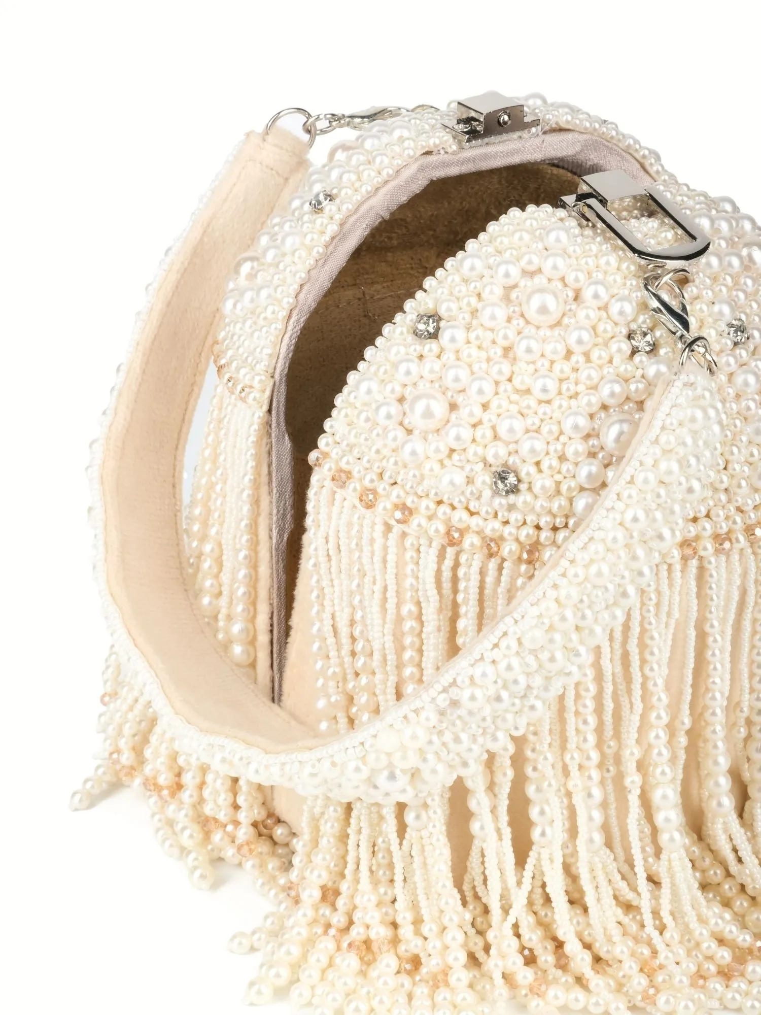 Sophia Ivory Suede handcrafted bucket bag