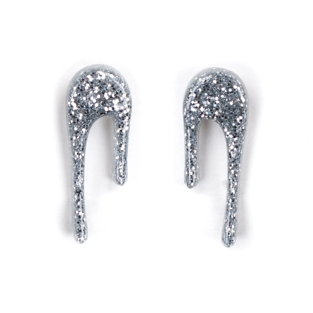 Sparkly Silver Stud Earrings - Droplet