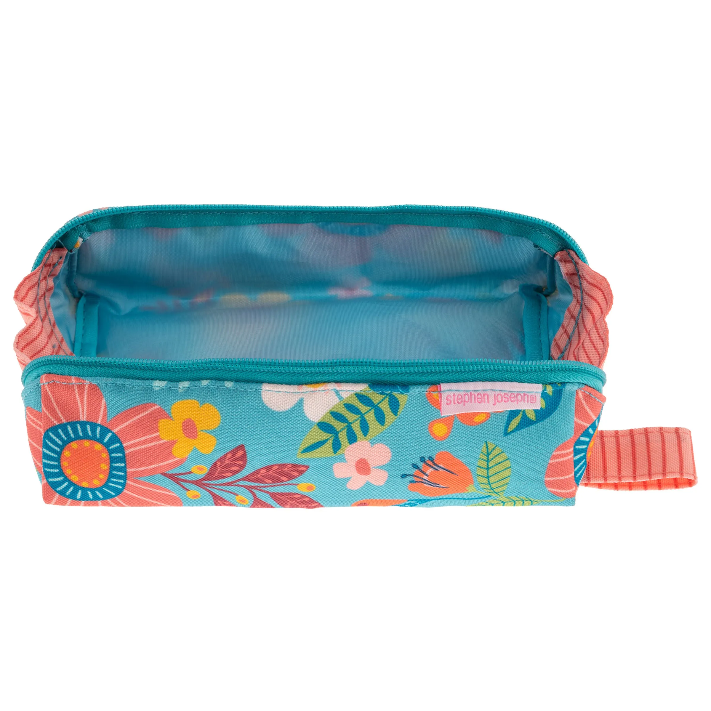Stephen Joseph All Over Print Pencil Pouch, Turquoise Floral