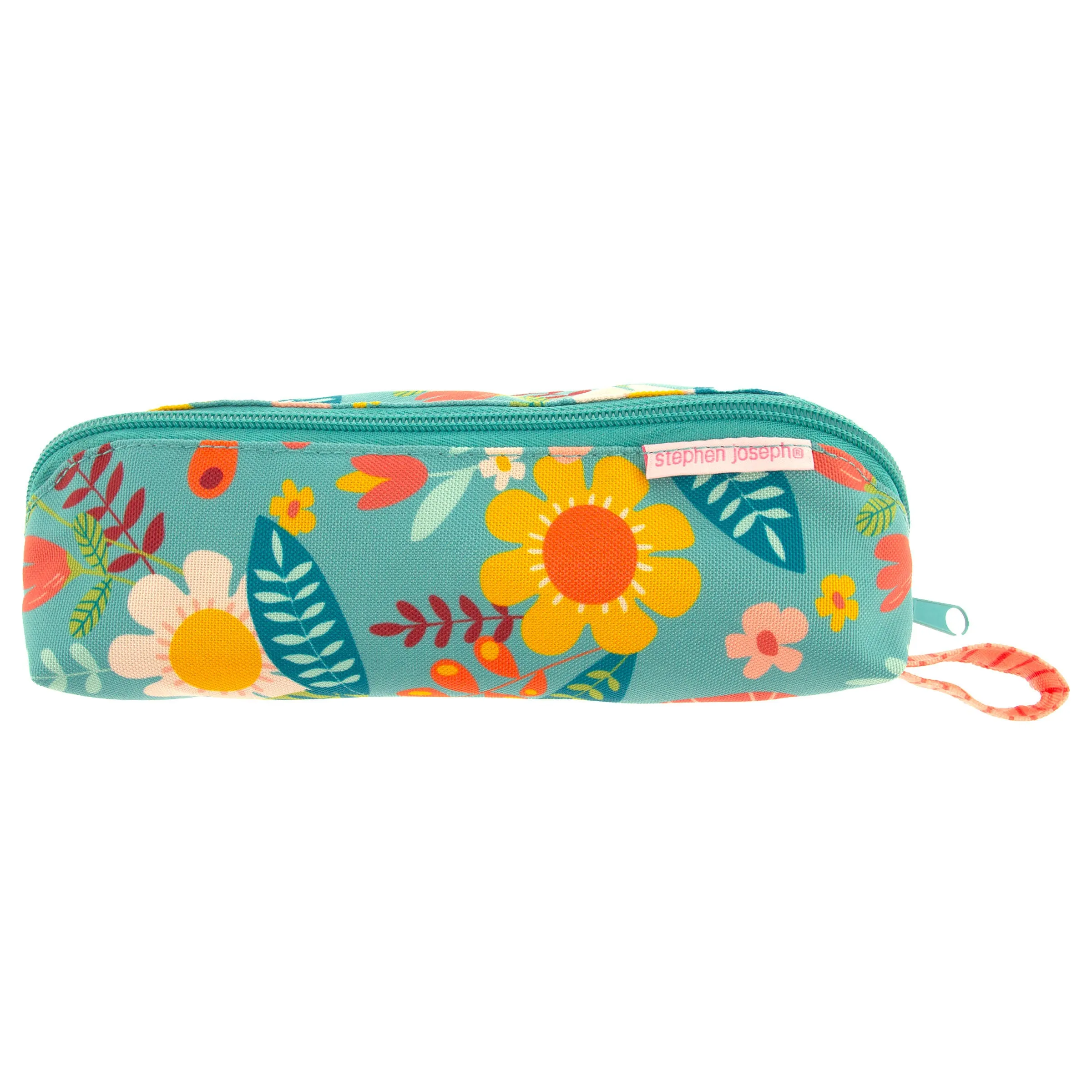 Stephen Joseph All Over Print Pencil Pouch, Turquoise Floral