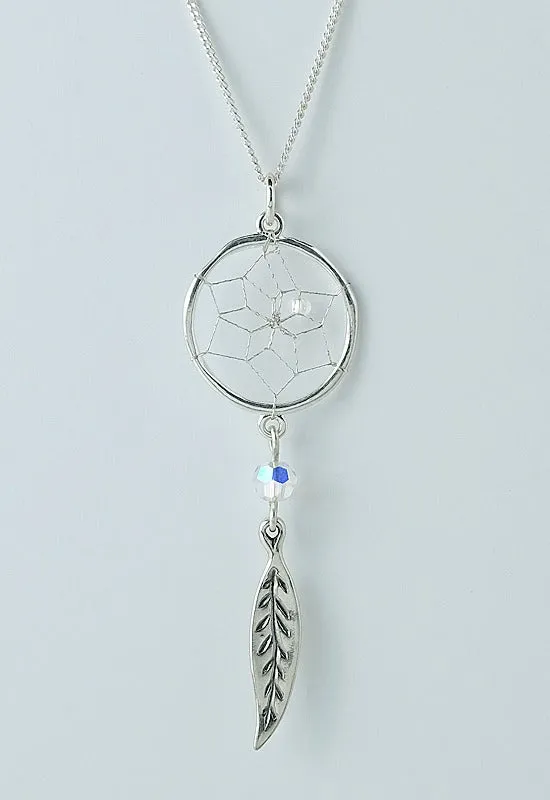 Sterling Silver Dream Catcher necklace with Swarovski crystal