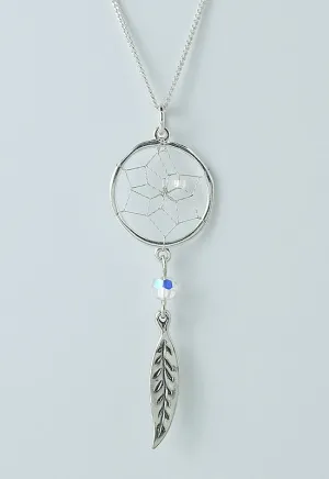 Sterling Silver Dream Catcher necklace with Swarovski crystal