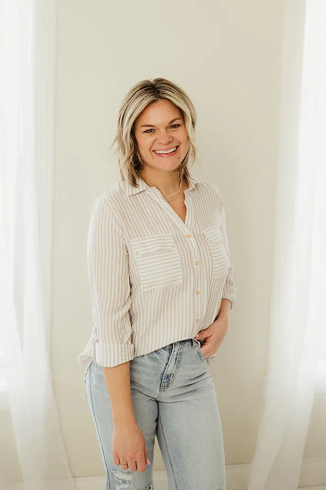 Striped Lightweight Woven Top