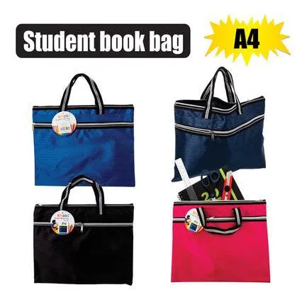 Student Book Bag Satin A4 with Twin Zips and Carry Handle