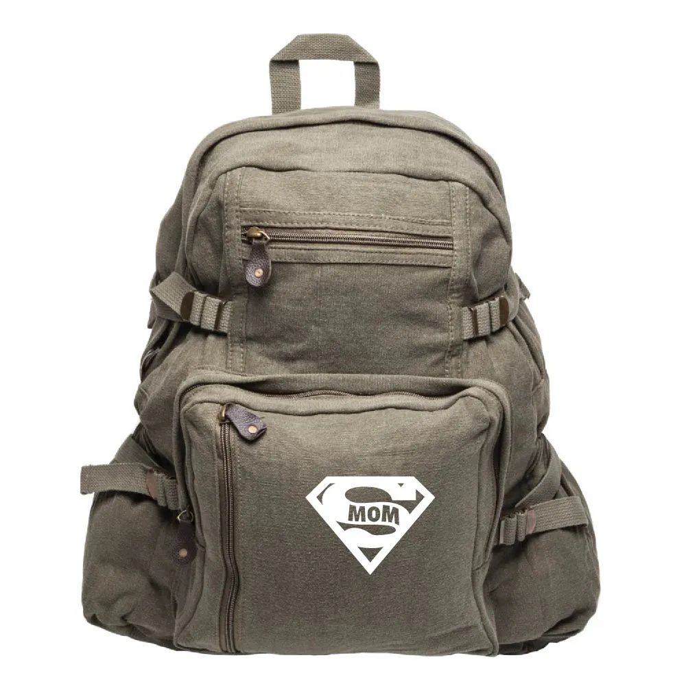 Super Mom Army Sport Heavyweight Canvas Backpack Bag