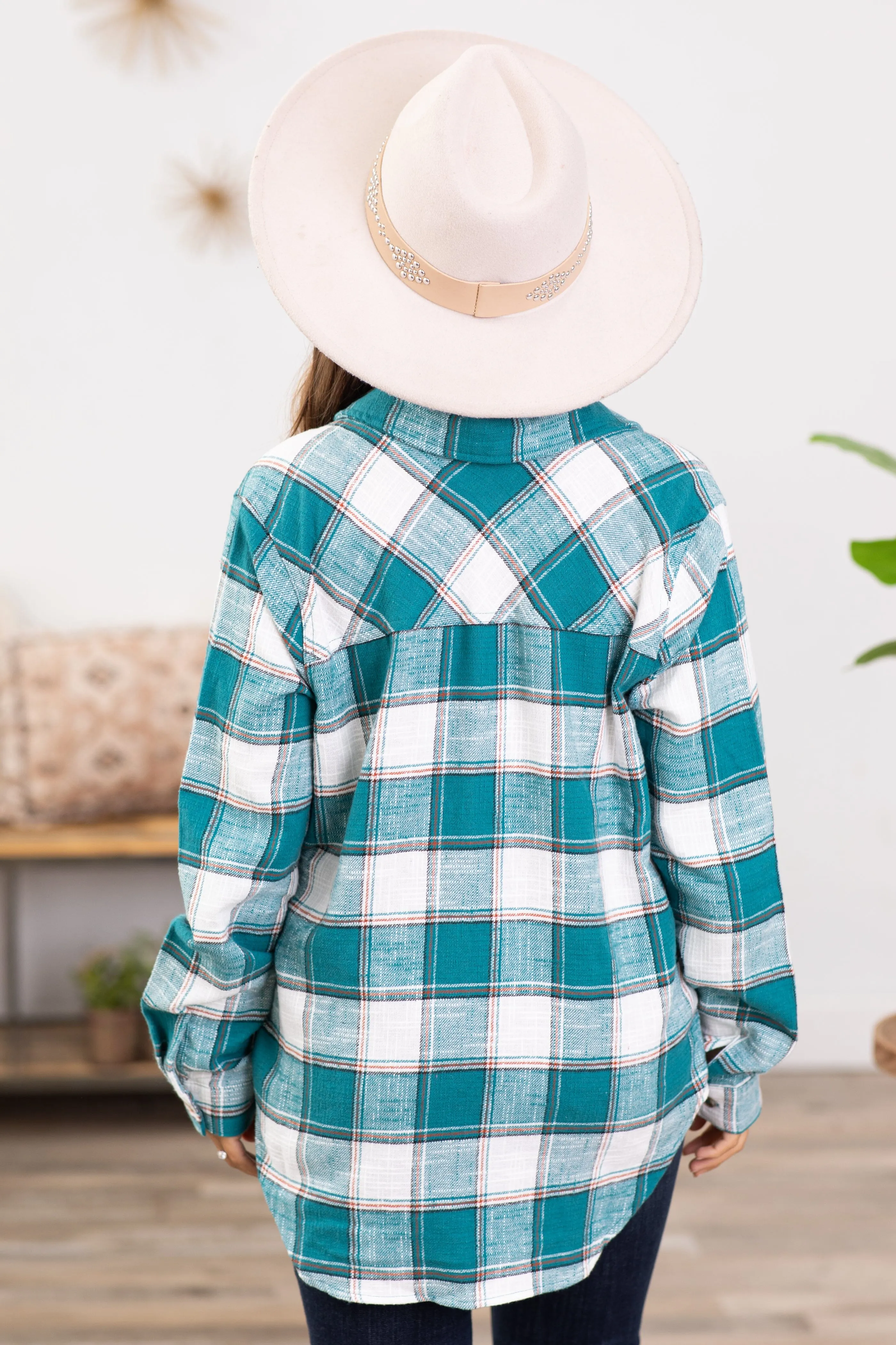 Teal Cotton Lightweight Shacket