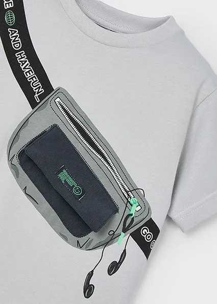 tee s/s with mock fanny pack - grey-045