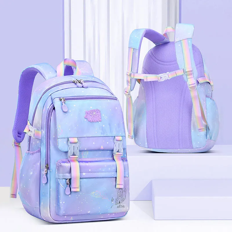 Tie Dye Gradient Color Kids Backpack Lightweight Large Capacity Daily School Bag
