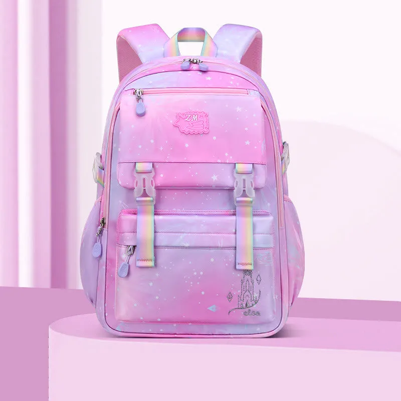 Tie Dye Gradient Color Kids Backpack Lightweight Large Capacity Daily School Bag