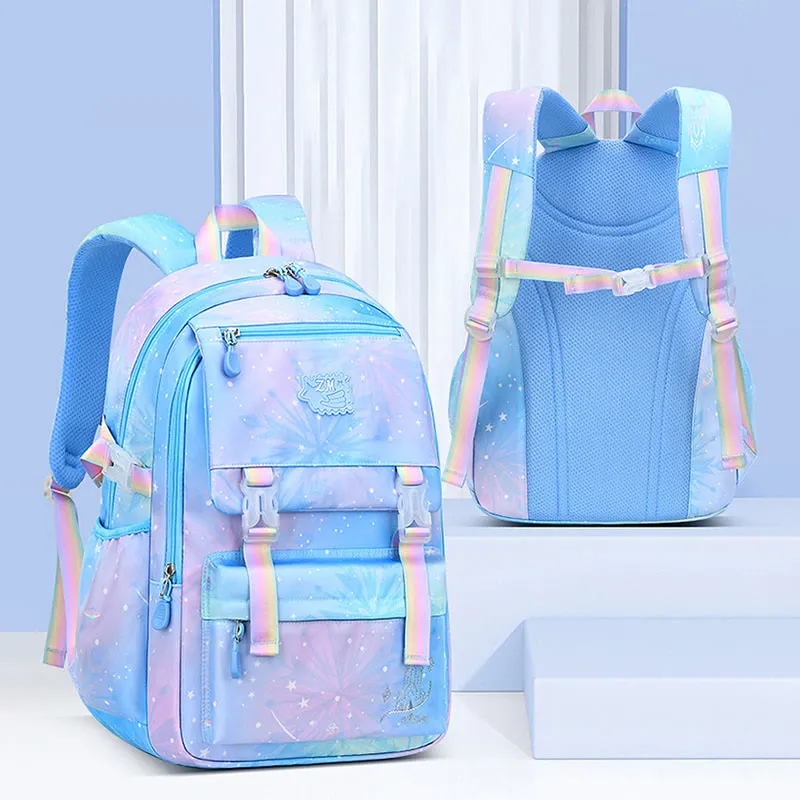 Tie Dye Gradient Color Kids Backpack Lightweight Large Capacity Daily School Bag