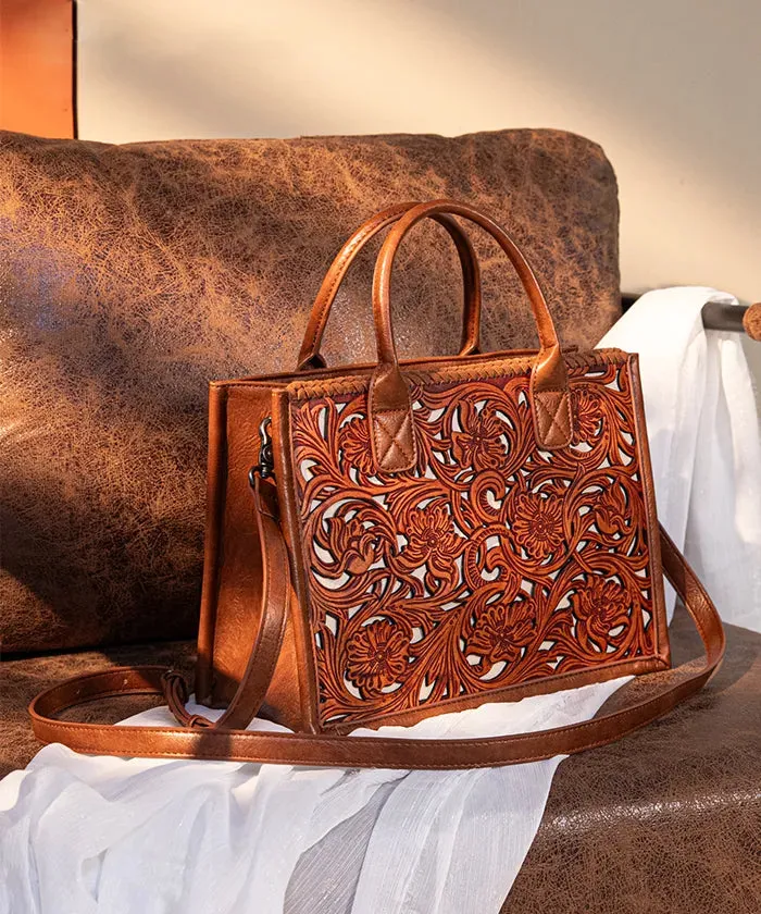 Trinity Ranch Floral Tooled Tote Bag