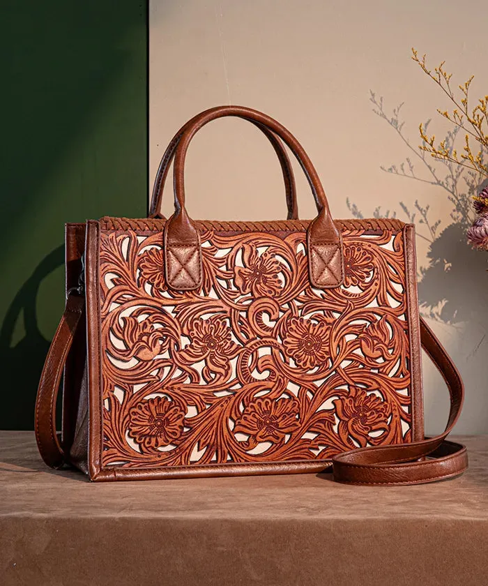 Trinity Ranch Floral Tooled Tote Bag