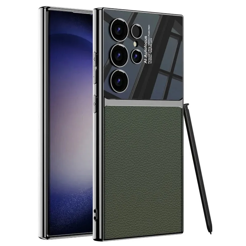 Ultra Thin Electroplated TPU Soft Plain Leather Phone Case For Samsung Galaxy S24