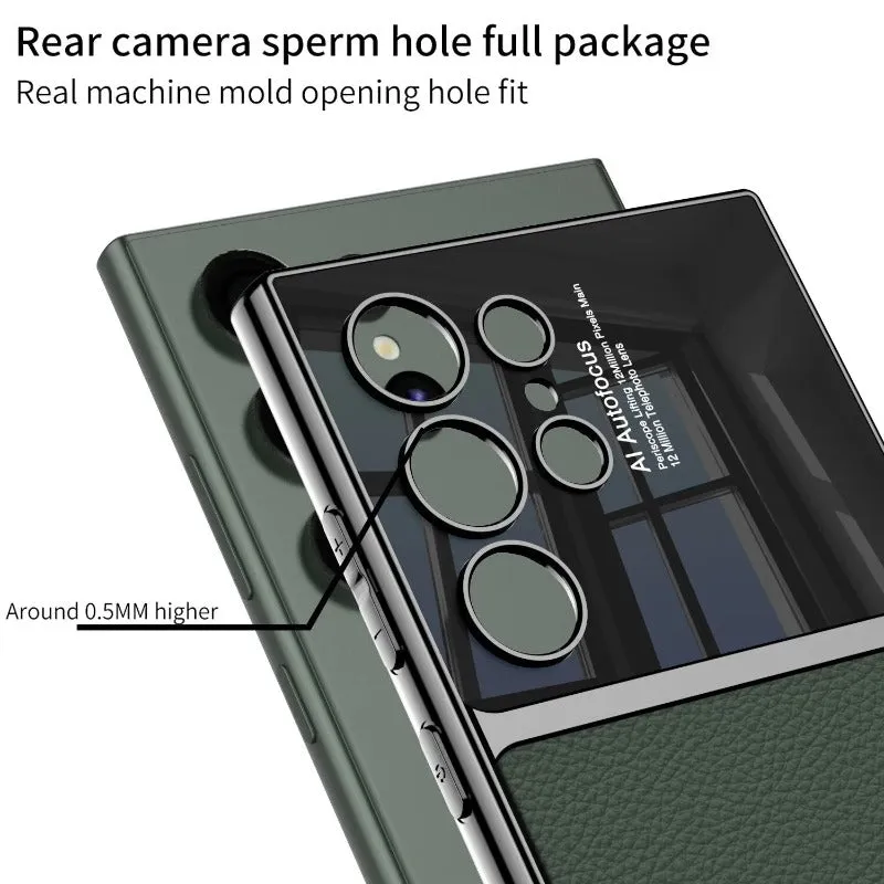 Ultra Thin Electroplated TPU Soft Plain Leather Phone Case For Samsung Galaxy S24