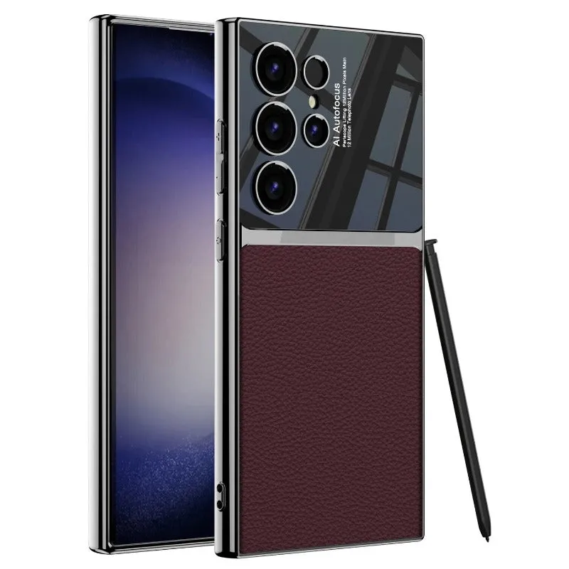 Ultra Thin Electroplated TPU Soft Plain Leather Phone Case For Samsung Galaxy S24