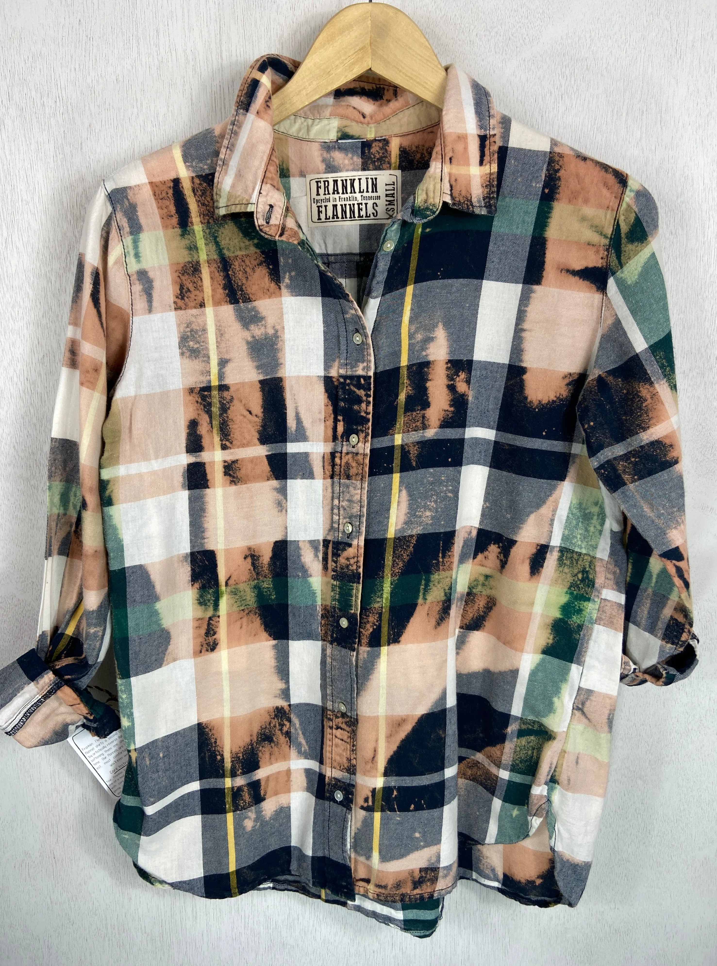 Vintage Green, Black, Peach and White Lightweight Cotton Size XS