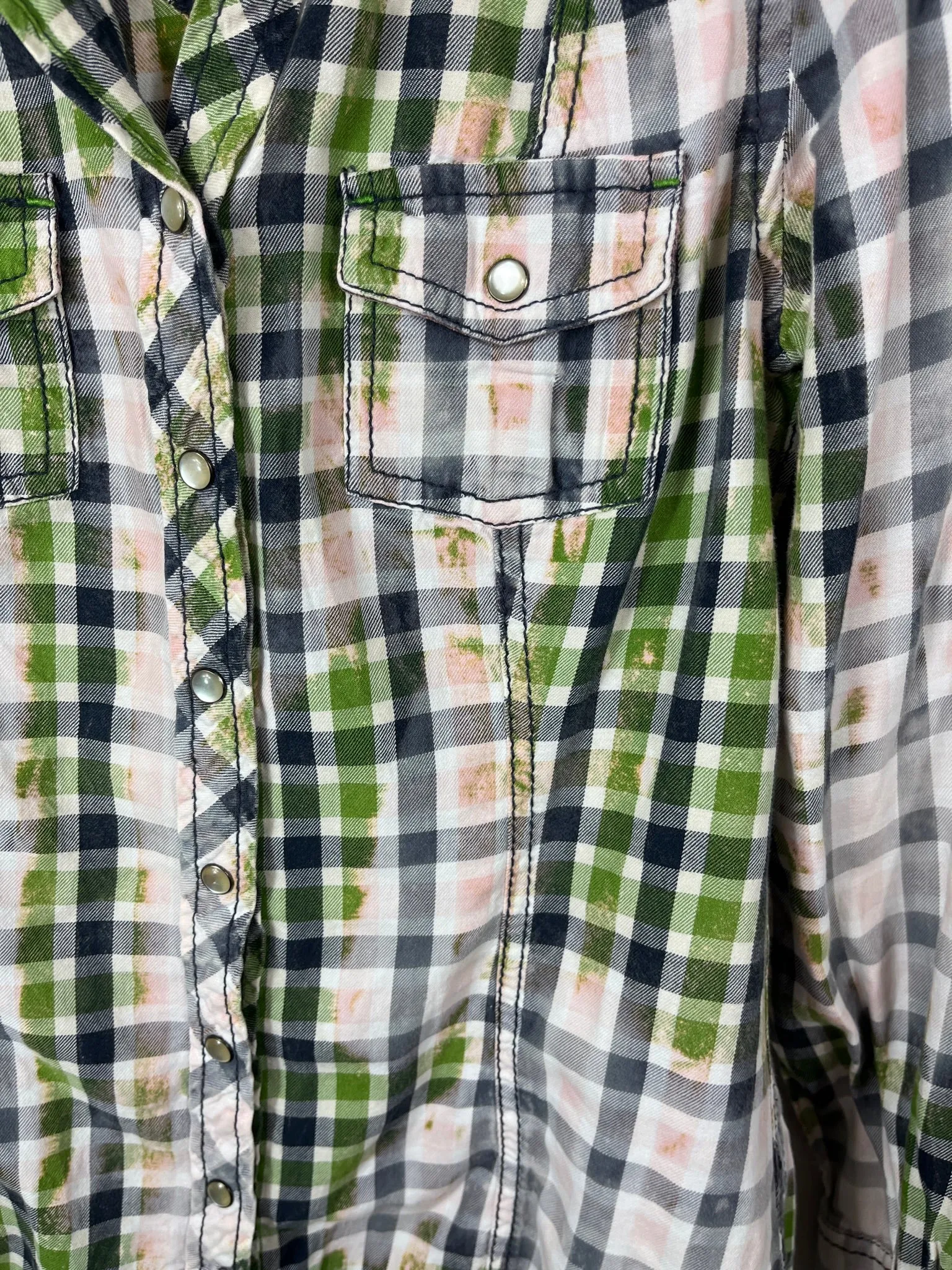 Vintage Western Style Green, Navy Blue, Grey and Pink Cotton Size XS