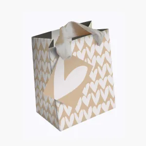 White Hearts Kraft Medium Gift Bag