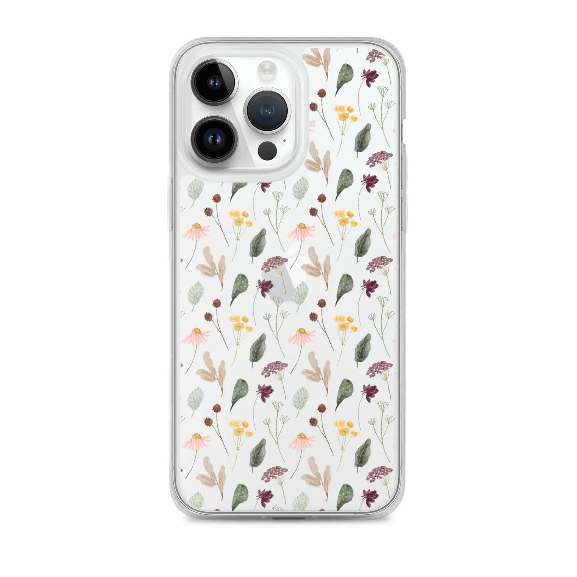 Wild Flowers Clear iPhone 14 13 Pro Max Case, Watercolor Transparent Aesthetic iPhone 12 11 Mini SE 2020 XS Max XR X 7 Plus 8 Cell Phone