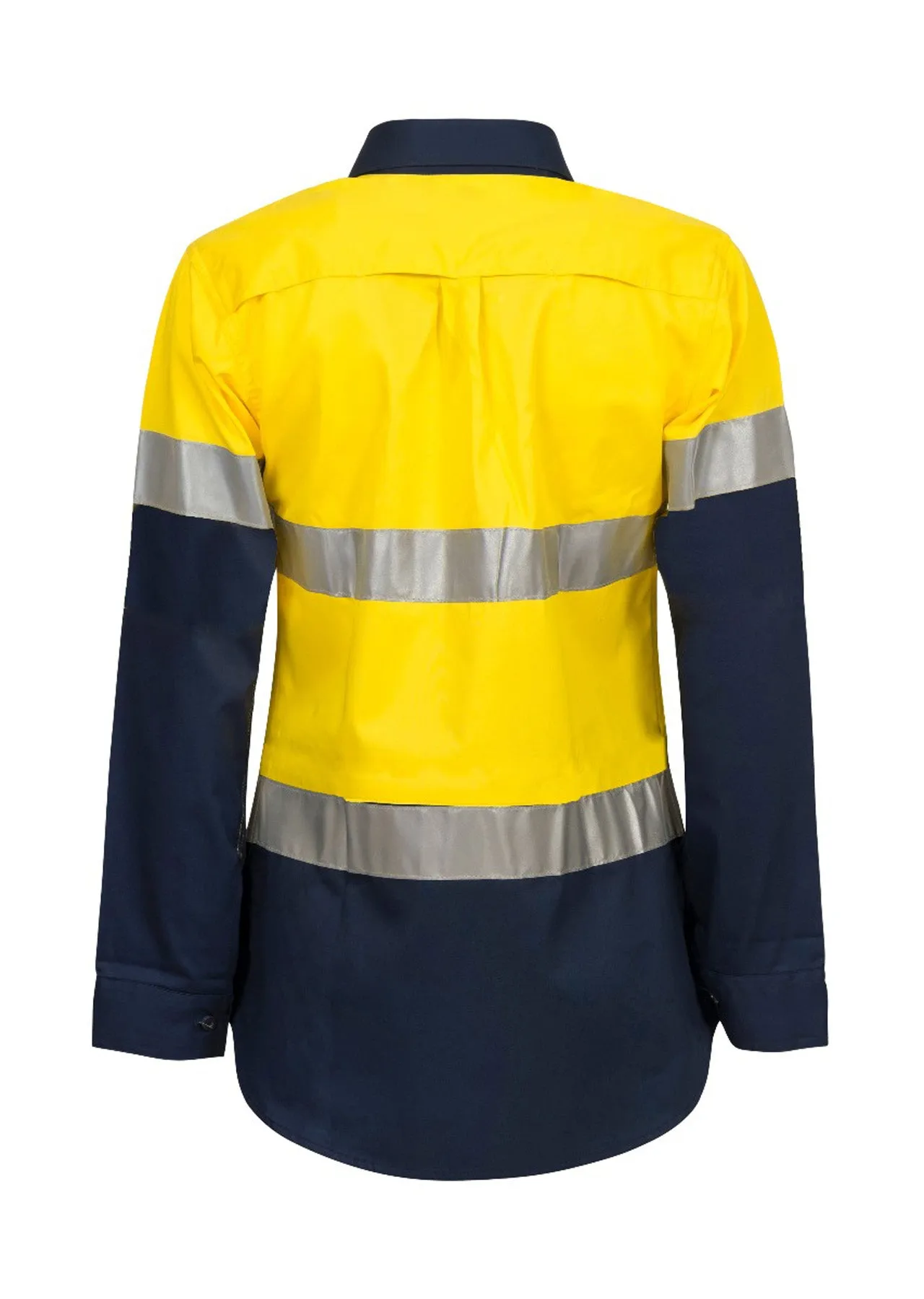 Womens Hi Vis Lightweight Long Sleeve Vented Cotton Drill Shirt with Reflective Tape (NC-WSL501)