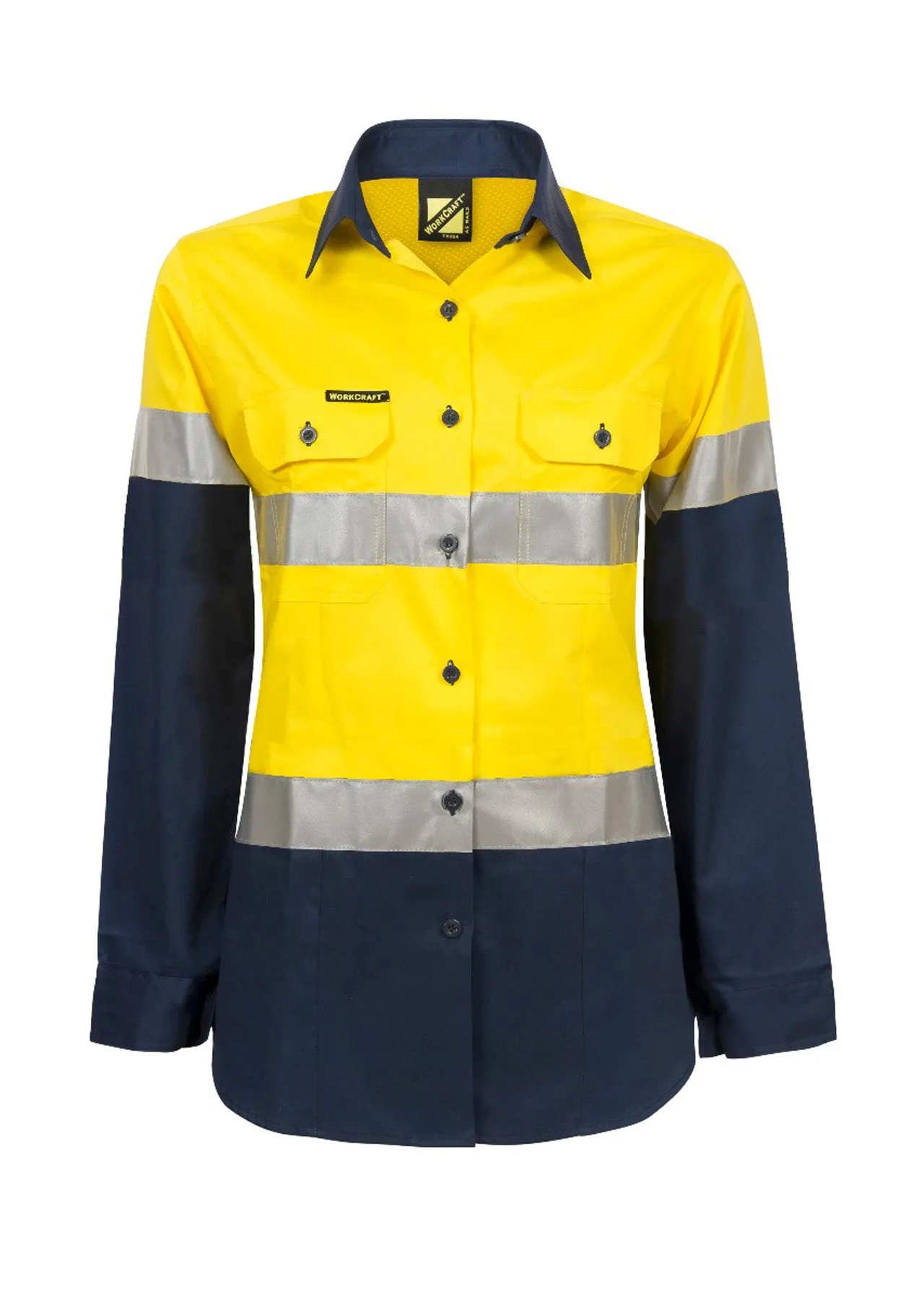 Womens Hi Vis Lightweight Long Sleeve Vented Cotton Drill Shirt with Reflective Tape (NC-WSL501)