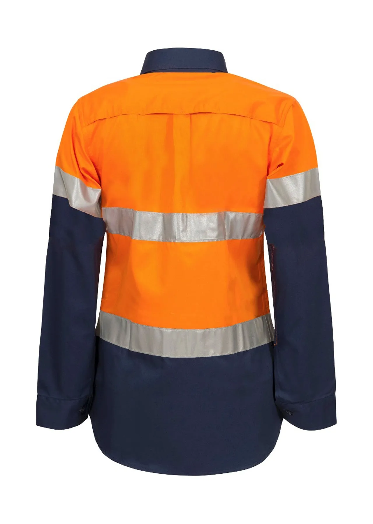Womens Hi Vis Lightweight Long Sleeve Vented Cotton Drill Shirt with Reflective Tape (NC-WSL501)