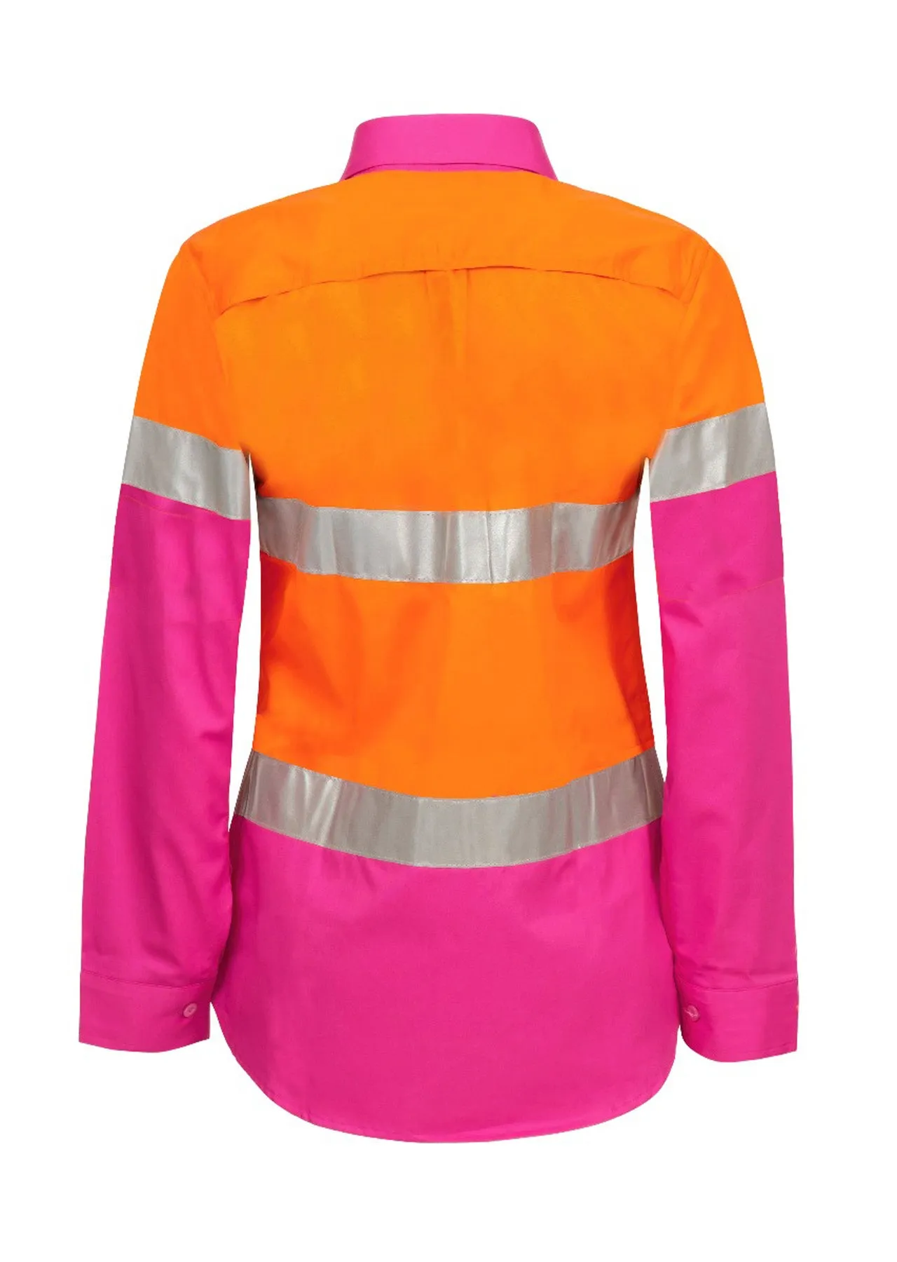 Womens Hi Vis Lightweight Long Sleeve Vented Cotton Drill Shirt with Reflective Tape (NC-WSL501)