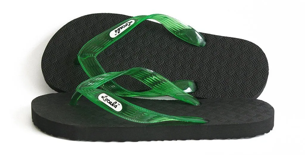 Women's Original Locals Black Rubber Slippers with Colored Translucent Straps