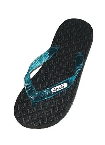 Women's Original Locals Black Rubber Slippers with Colored Translucent Straps