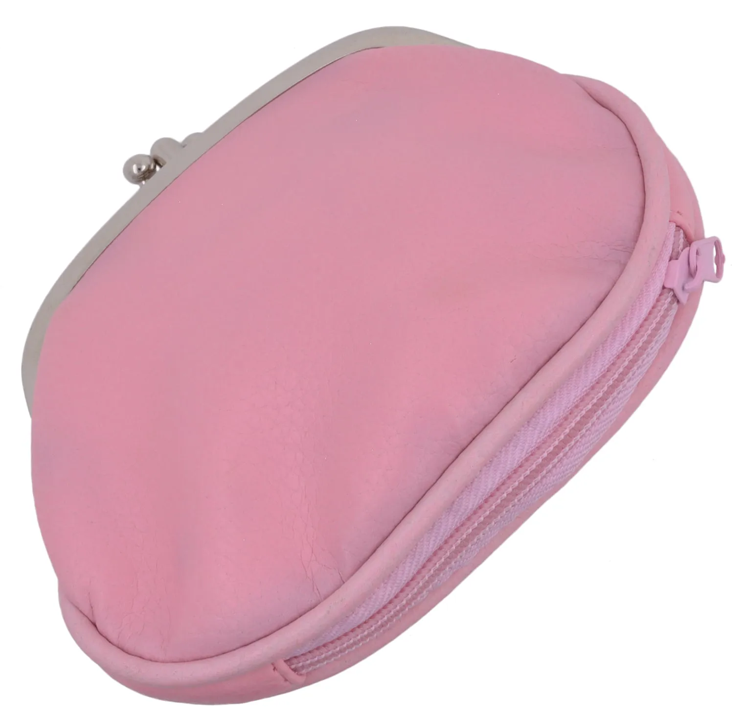 Women's PU Leather Metal Frame Double Clasp Zipper Coin Change Purse