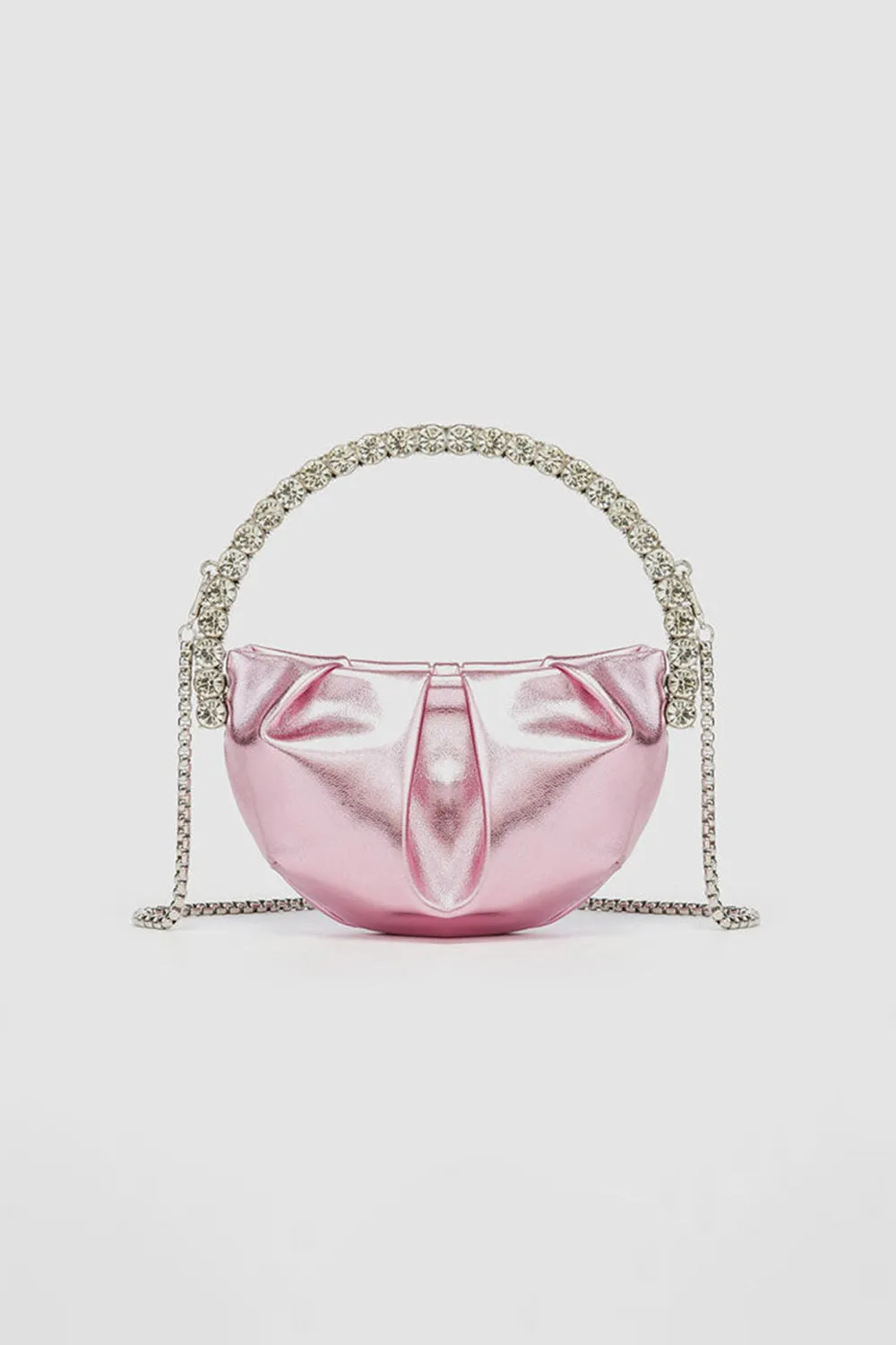 Women¡¯s Rhinestone Handle Metallic Slouchy Evening Clutch Bags