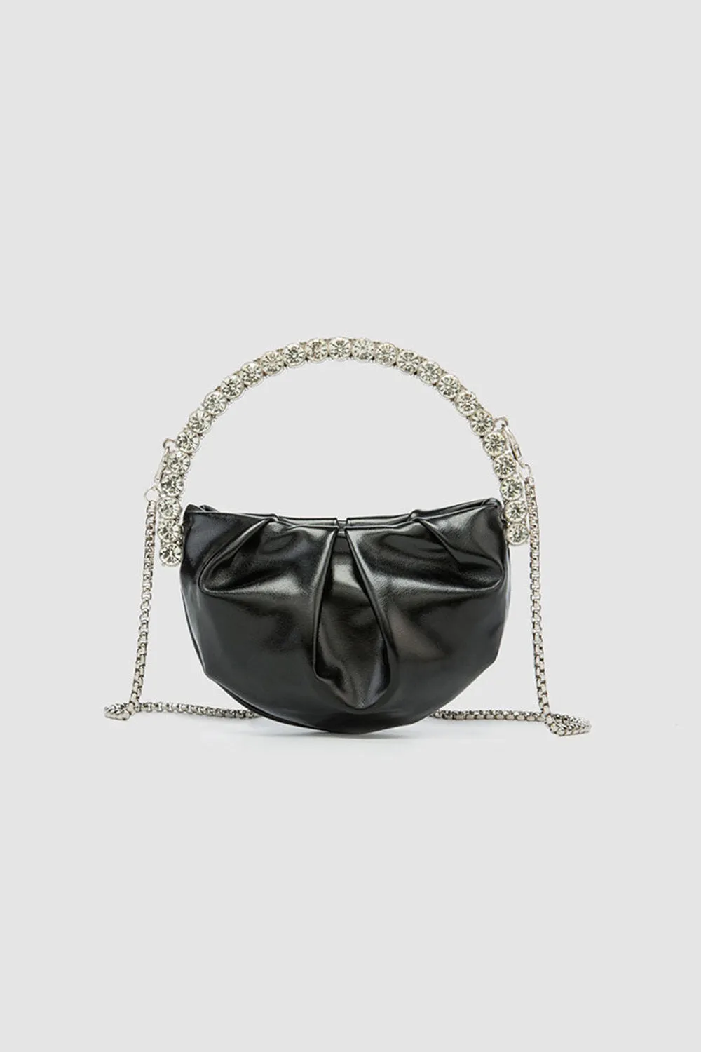 Women¡¯s Rhinestone Handle Metallic Slouchy Evening Clutch Bags