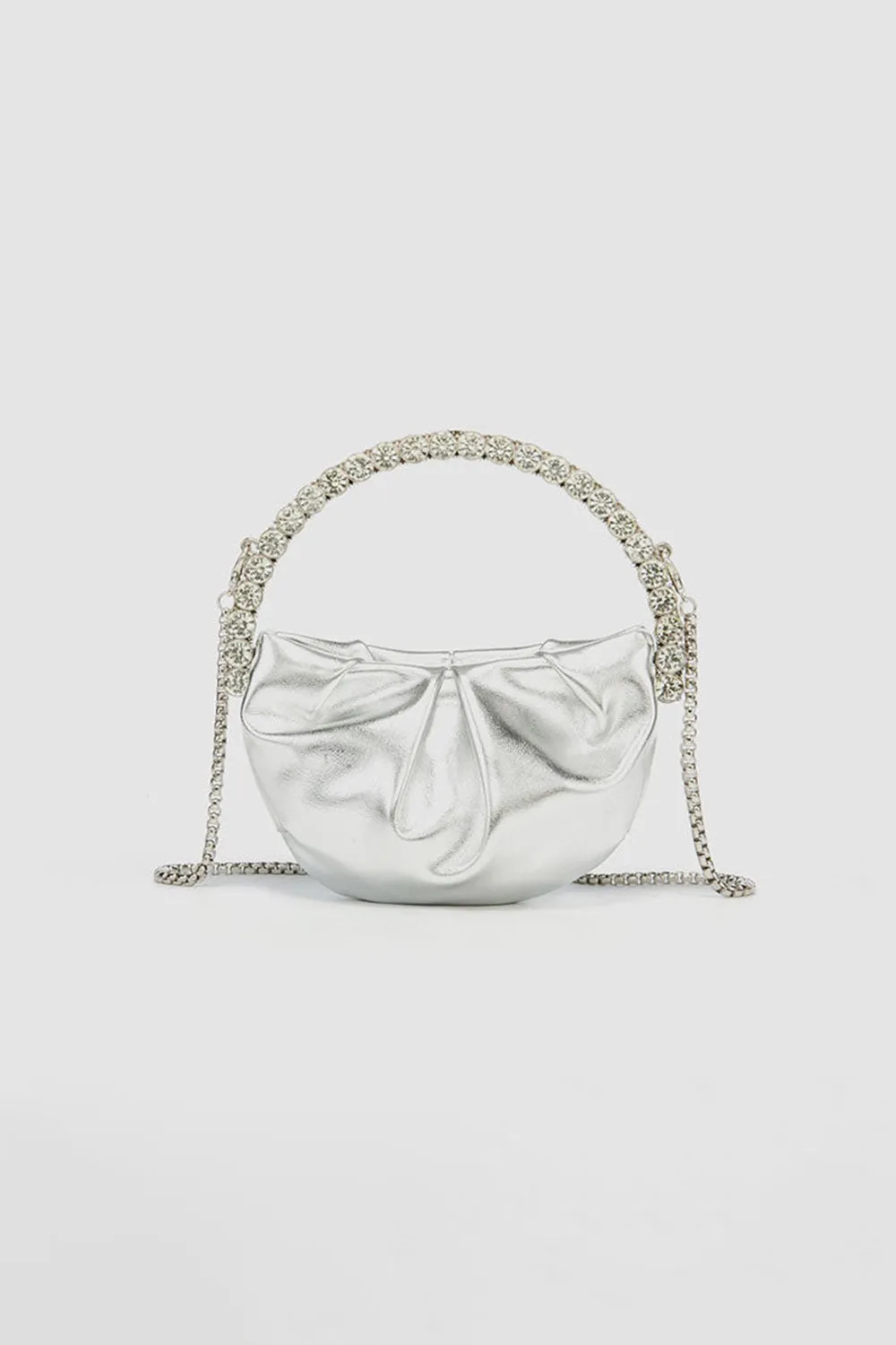 Women¡¯s Rhinestone Handle Metallic Slouchy Evening Clutch Bags