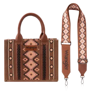 Wrangler Ladies Southwestern Small Dark Brown Crossbody Tote Bag WG2203-8120SDBR