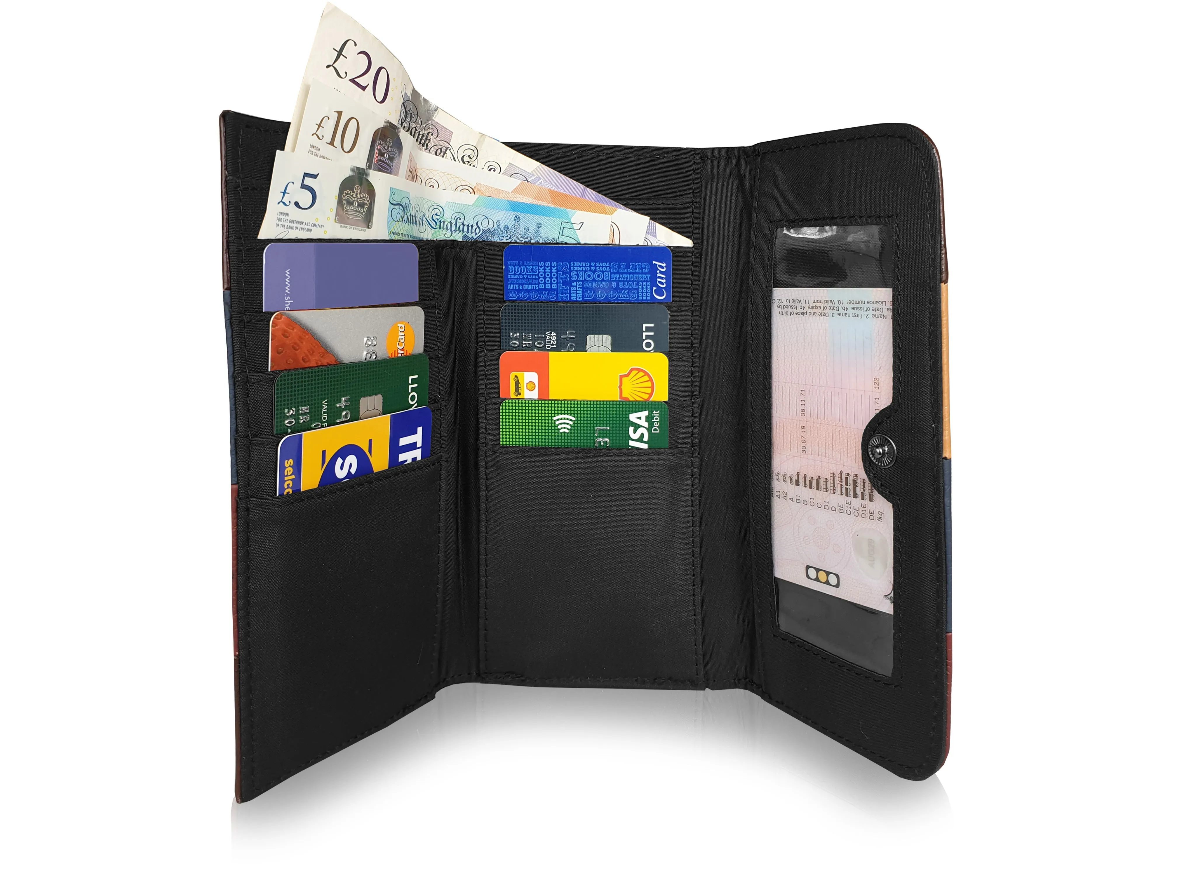 XL Large Real Leather Purse 20 Credit Card Slots 2 Coin Trays QL844